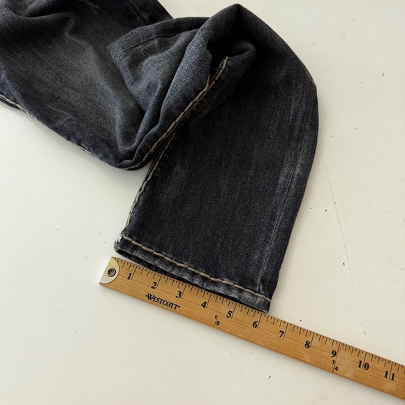 True Religion ROCCO Relaxed Skinny Black Denim Thick Stitch Jeans Mens 30 x 34 - Picture 11 of 12